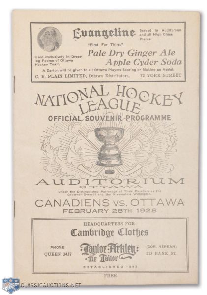 1927-28 Ottawa Senators Program