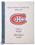 1958-59 Montreal Canadiens Press Radio & TV Guide