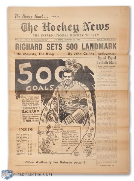 1957 - Maurice Richard Scores His 500th Goal Hockey News