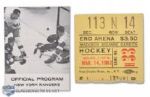 1962 - Gordie Howe Scores His 500th Goal Program & Ticket