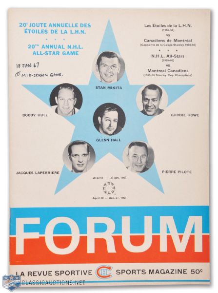 1966 - 20th NHL All-Star Game Program