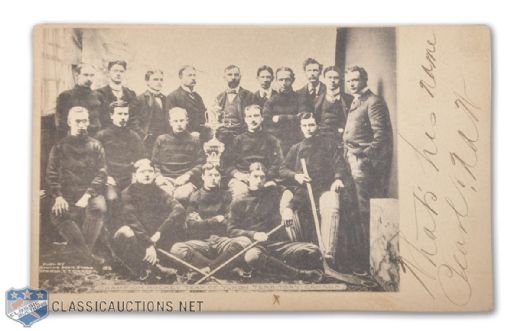 1905 Dawson City Nuggets Team Postcard Signed By Player Norman Watt