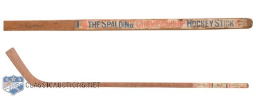 1910s Spalding Championship One-Piece Hockey Stick with Paper Label