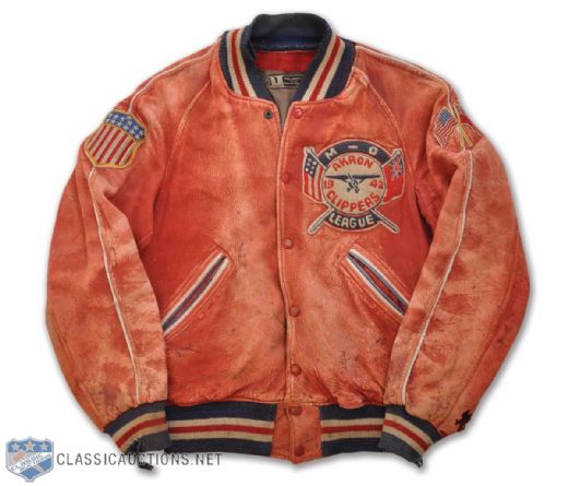 Ken Lundbergs 1941-42 Michigan-Ontario Hockey League Akron Clippers Leather Team Jacket