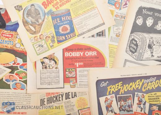 1930s-1960s Hockey Premiums Original Newspaper Ad Collection of 15