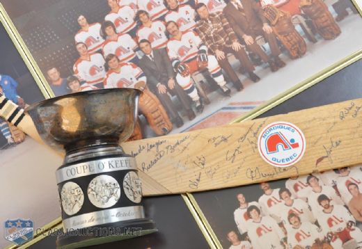 Quebec Nordiques Official Team Photos (6), Team-Signed Stick and 1981 OKeefe Trophy