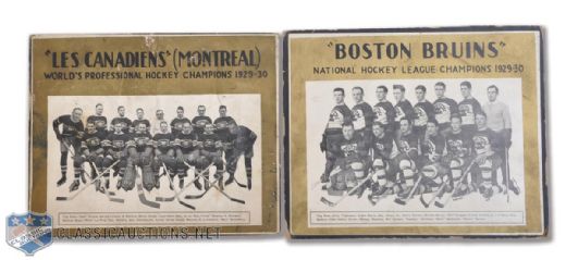 1929-30 Montreal Canadiens and Boston Bruins Vintage Team Photos Displays