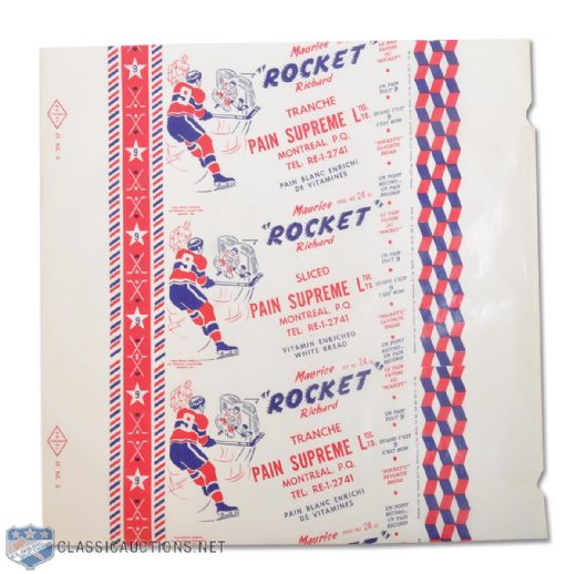 Vintage Montreal Canadiens Maurice Richard Bread Wrapper