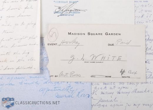 Art Ross Family Document Collection Featuring Muriel Ross Signed Letters (2) With References to Boston Bruins 1940s Don Gallinger Gambling Scandal