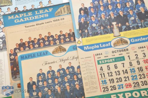 Toronto Maple Leafs 64-65, 65-66, 69-70 & 73-74 Maple Leafs Gardens Calendar Collection of 4