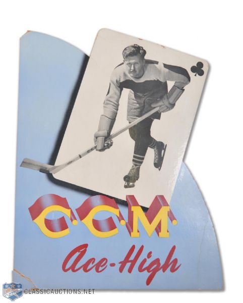 Circa 1935 Rare CCM Hockey Skates "Ace High" Cardboard Advertising (22" x 17 1/2")