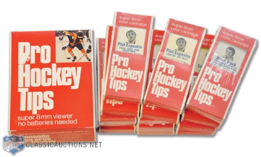 Early-1970s Pro Hockey Tips Super 8mm Film Cartridge and Viewer  Complete Collection of 15