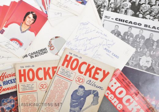 Hockey Memorabilia Collection with Postcards, Team Photos, Guides & More