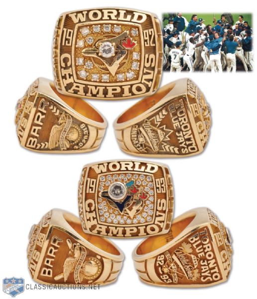 1992 and 1993 Toronto Blue Jays World Series Championship 14K Gold and Diamond Rings