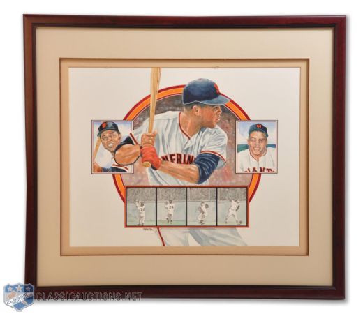 1980 Willie Mays Original Watercolor on Board by Dick Perez
