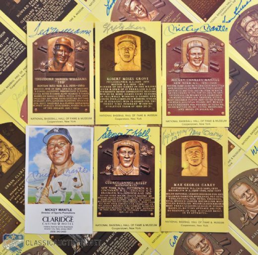 Baseball Hall of Fame Signed Yellow Postcard Collection of 75