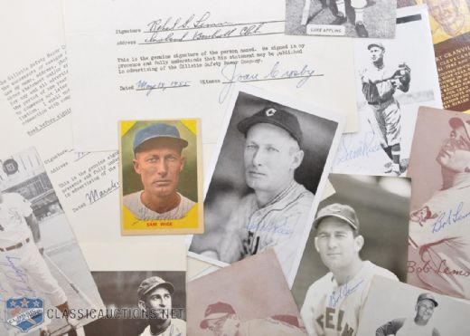 HOFers Sam Rice, Luke Appling and Bob Lemon Autograph Collection - Ex-Barry Halper Collection