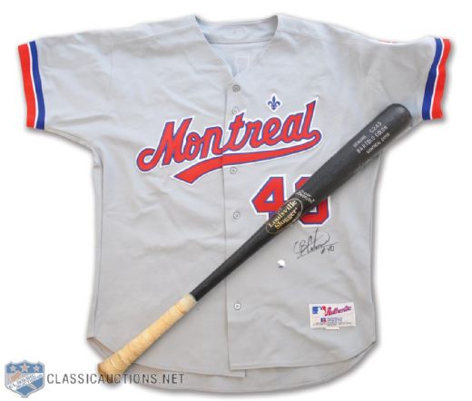 Bartolo Colons 2002 Montreal Expos Signed Game-Worn Jersey and Signed Game-Used Bat