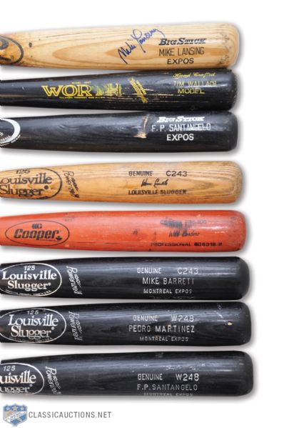 Montreal Expos Game-Used Bat Collection of 8 with Wallach, Martinez, Lansing and Cromartie