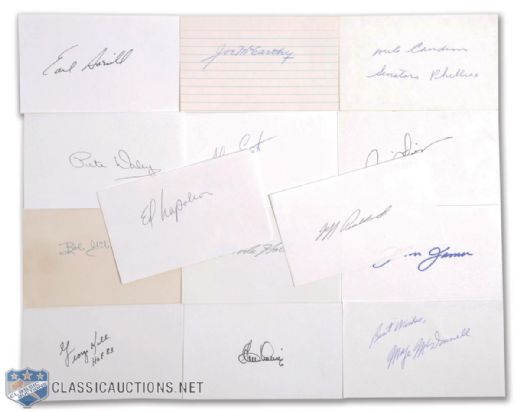 Huge Major League Baseball Autographed Index Card Collection of 450+