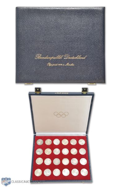 1972 Munich Summer Olympics Silver Coin Set of 24 in Original Case