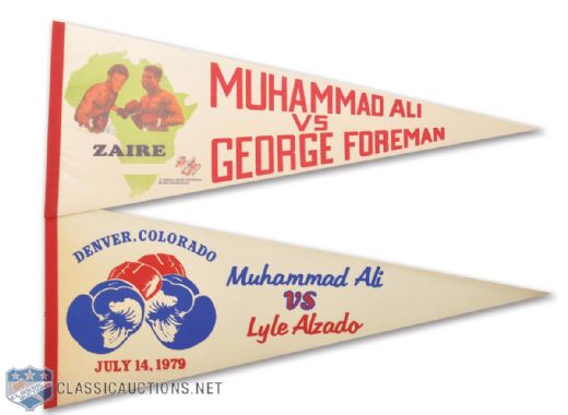 Muhammad Ali Pennant Collection of 2 1974 Ali vs. Foreman and 1979 Ali vs. Alzado
