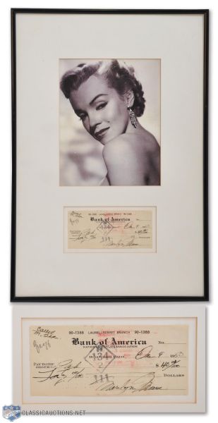 Marilyn Monroe 1950 Autographed Check Framed Display (20" x 13 1/2")