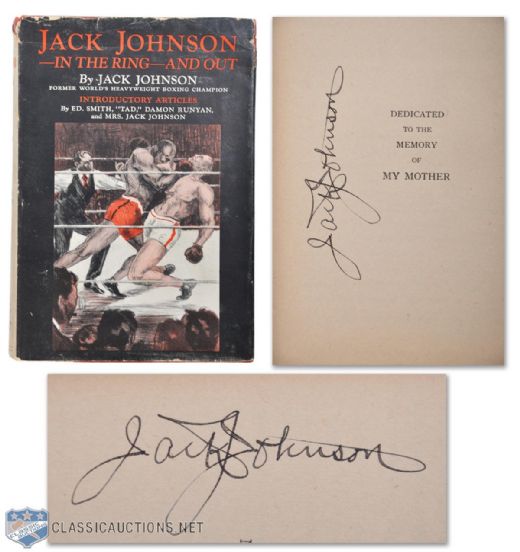 Jack Johnson Autographed 1927 "In the Ring And Out" Book