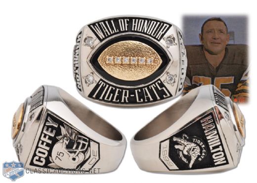 Tommy Joe Coffeys Hamilton Tiger-Cats "Wall of Honour" Tribute Ring