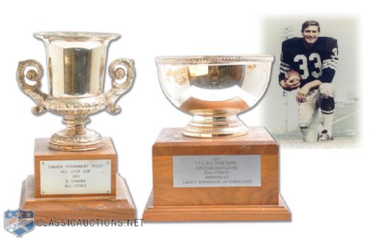Bill Symons 1971 CFL All-Star Game Outstanding Player Trophy and All-Star Cup Trophy 