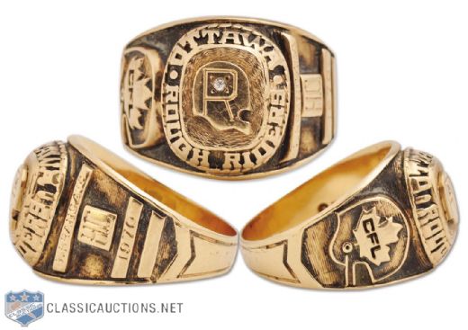 George Brancatos 1970 Ottawa Rough Riders 10K Gold and Diamond Team Ring