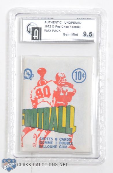 1972 O-Pee-Chee CFL Football Unopened Wax Pack GAI Graded 9.5