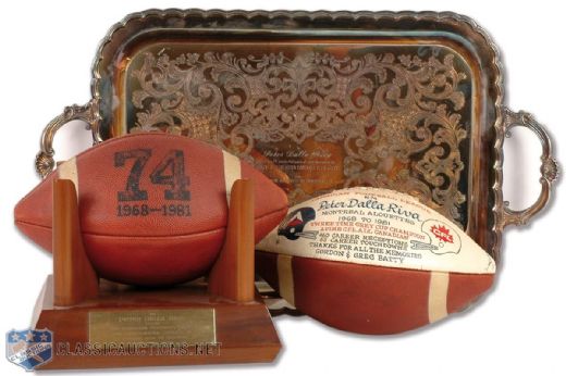 Peter Dalla Rivas 1981 Montreal Alouettes Retirement Collection of 3