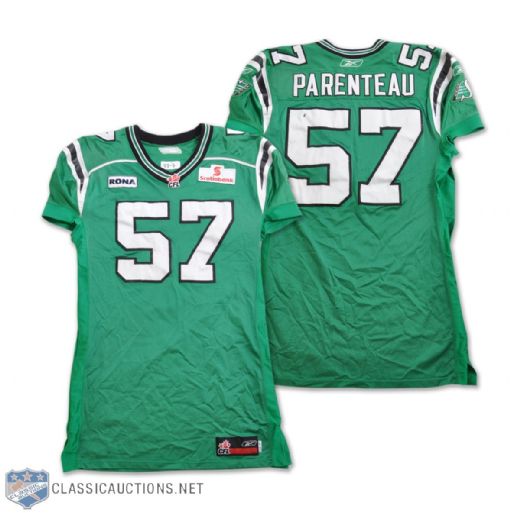 Marc Parenteaus 2008 Saskatchewan Roughriders Game-Worn Jersey