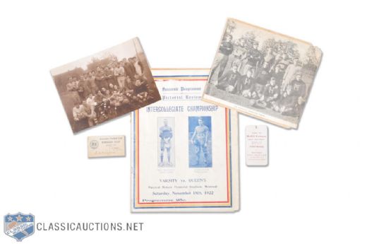 1922 Queens vs U of T Intercollegiate Championship Program With 3 HOFers, Hamilton Tigers Team Picture & More