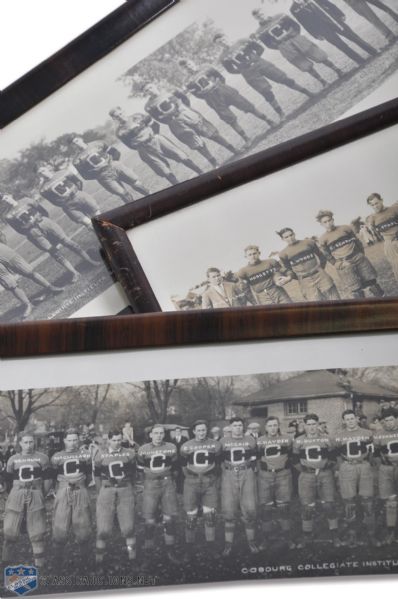 1928, 1929 and 1930 Cobourg Collegiate Institute (Ontario) Rugby Team Framed Panoramic Team Photo Collection of 3