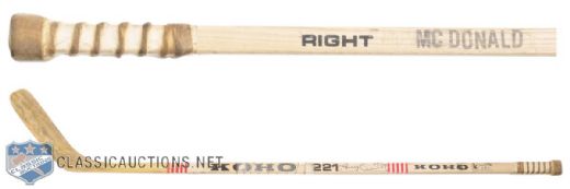 Lanny McDonalds 1976-77 Toronto Maple Leafs Signed Game-Used Stick