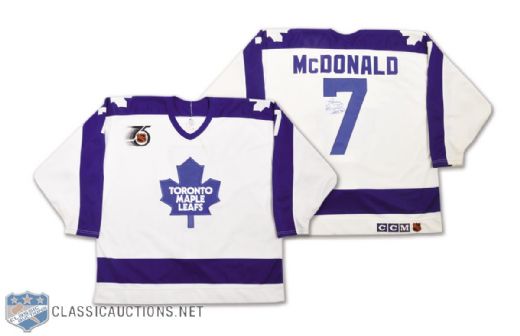 Lanny McDonalds 1991-92 Toronto Maple Leafs Signed Oldtimers Game-Worn Jersey
