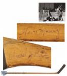 Howie Morenzs 1933-34 Montreal Canadiens Multi-Signed Game-Used Stick Featuring Morenz and Joliat