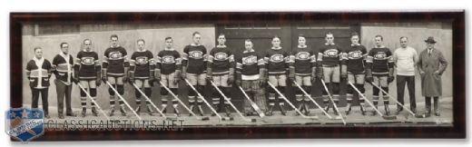 Montreal Canadiens 1929-30 Stanley Cup Champions Framed Panoramic Team Photo (8" x 28")