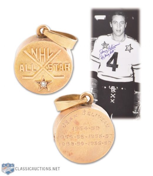 Jean Beliveaus 1959-60 NHL All-Star Gold and Diamond Charm