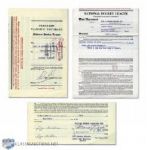 Jacques Plantes 1959-60 Montreal Canadiens NHL Contract Signed by Plante, Selke and Campbell