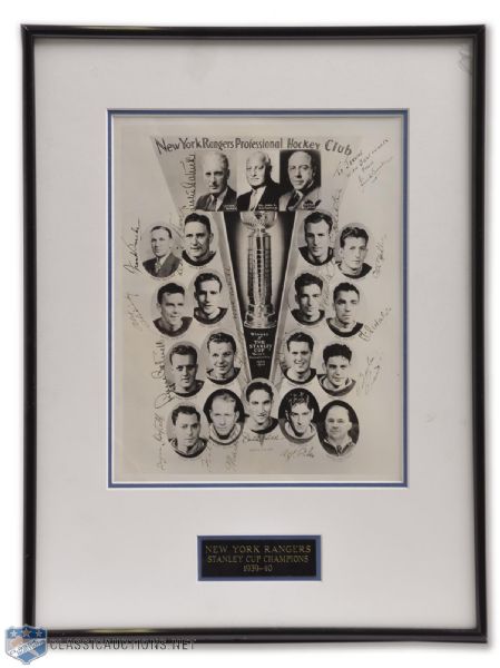 New York Rangers 1939-40 Stanley Cup Champions Team-Signed Photo