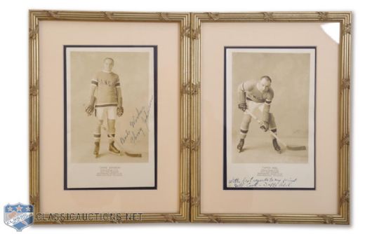 Rare Mid-1920s N.Y. Rangers Team-Issued Photos Autographed by Ching Johnson and Taffy Abel