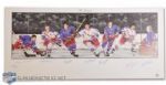 New York Rangers Limited-Edition Lithograph Autographed by 7 HOFers (18" x 39")