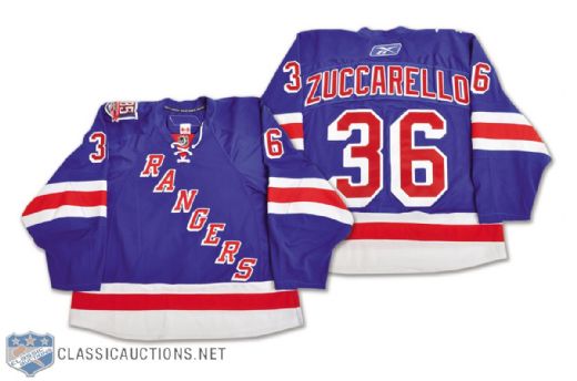 Mats Zuccarellos 2010-11 New York Rangers Game-Worn Rookie Jersey with 85th Patch