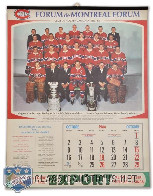 Lot Detail Montreal Canadiens Montreal Forum Calendars 5 Featuring 1947 48 And 1948 49 Sweet Caporal Calendars