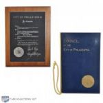 Ed Van Impes City of Philadelphia 1974 and 1975 Stanley Cup Championship Diploma and Plaque