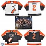 Ed Van Impes Philadelphia Flyers 1992 Heroes of Hockey Signed Worn Jerseys (2) and Back-to-Back Stanley Cup Champions Team-Signed Stick