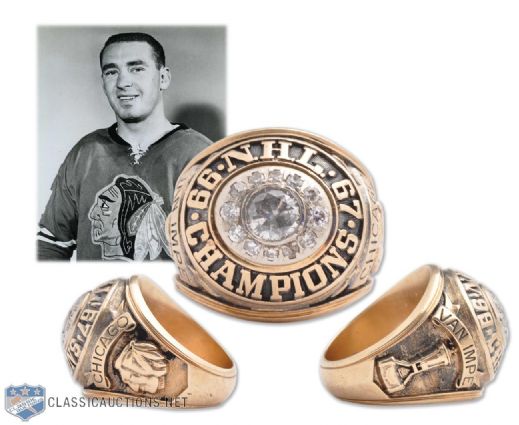 Ed Van Impes 1966-67 Chicago Black Hawks NHL Championship 10K Gold and Diamond Ring